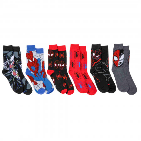 Spider-Man and Venom 6-Pack Crew Socks